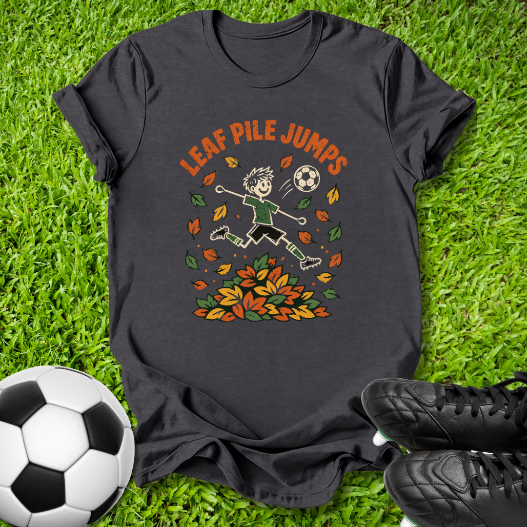 Leaf Pile Jumps Kids T-Shirt